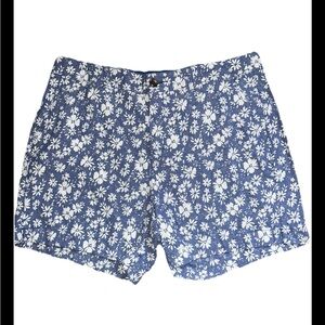 Old Navy Floral Linen Shorts — Light Blue and White